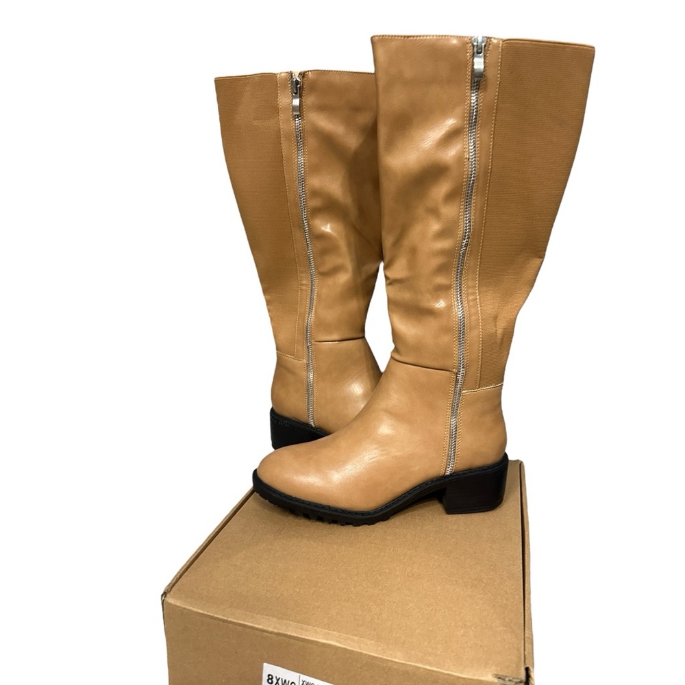 Journee Collection Women's Morgaan Extra Wide Calf Tan Knee High Boots NWT 8XWC - Picture 8 of 10